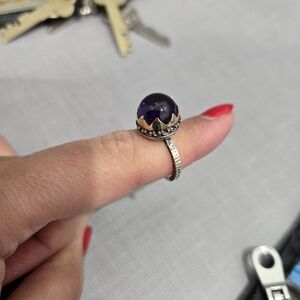 Elegant Purple Gemstone Silver Ring